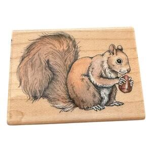 Delta Squirrel Holding Acorn A844D Rubber Stamp
